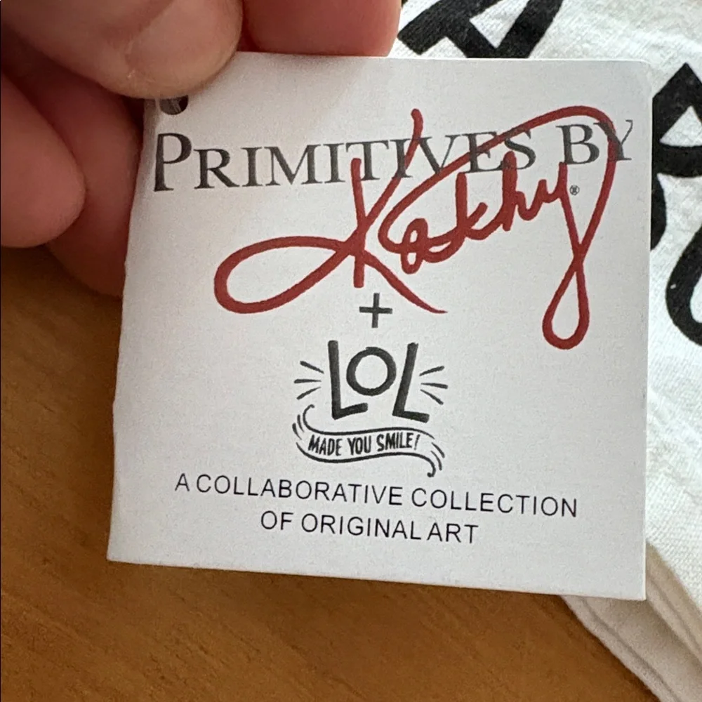Primitives By Kathy Karma Dream Job Bus Hand Towel White Black Johnny Carrillo